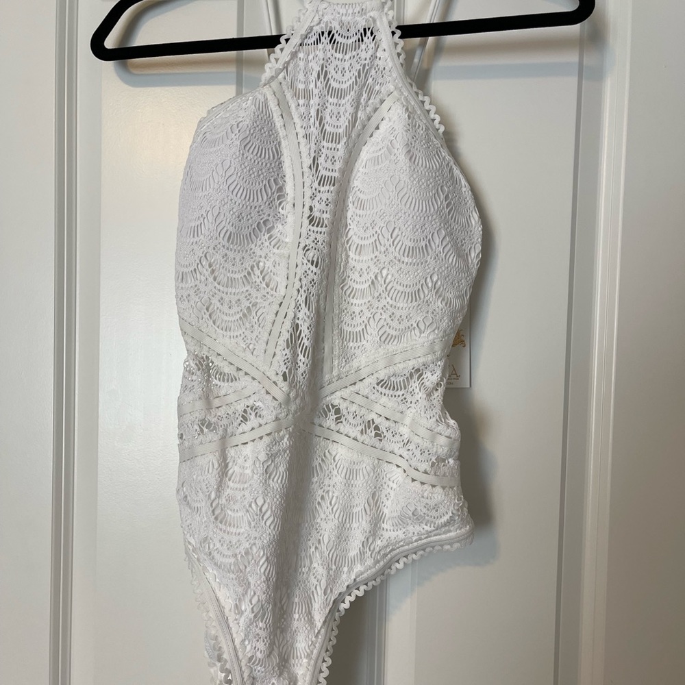 White BECCA lace one piece swimsuit